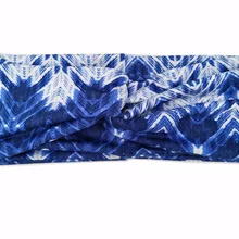 T185025 новые хороший хлопок стрейч с принтом синий и белый модные привлекательные, удобный и очаровательный Тюрбан повязка на голову