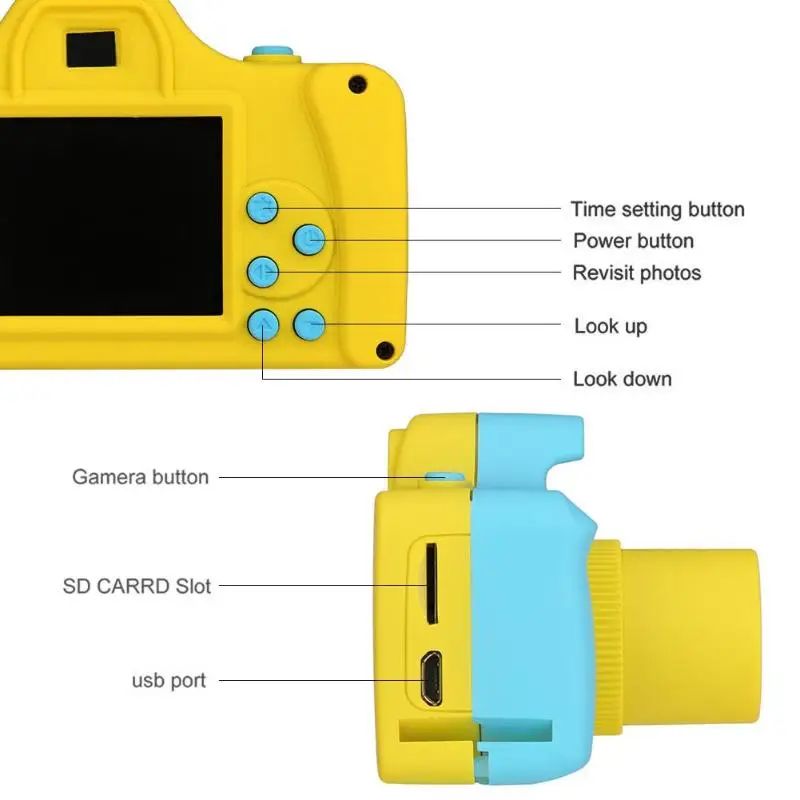 Mini Kids 1.77Inch 32GB Digital Camera Baby Full Color Mini LSR Cartoon Camcorder Video Recorder Support TF Card Education Toy