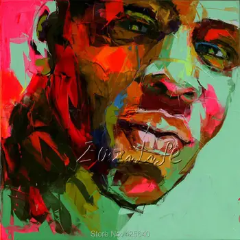 

Palette knife portrait Face Oil painting Character figure canvas Hand painted Francoise Nielly wall Art picture for living room1