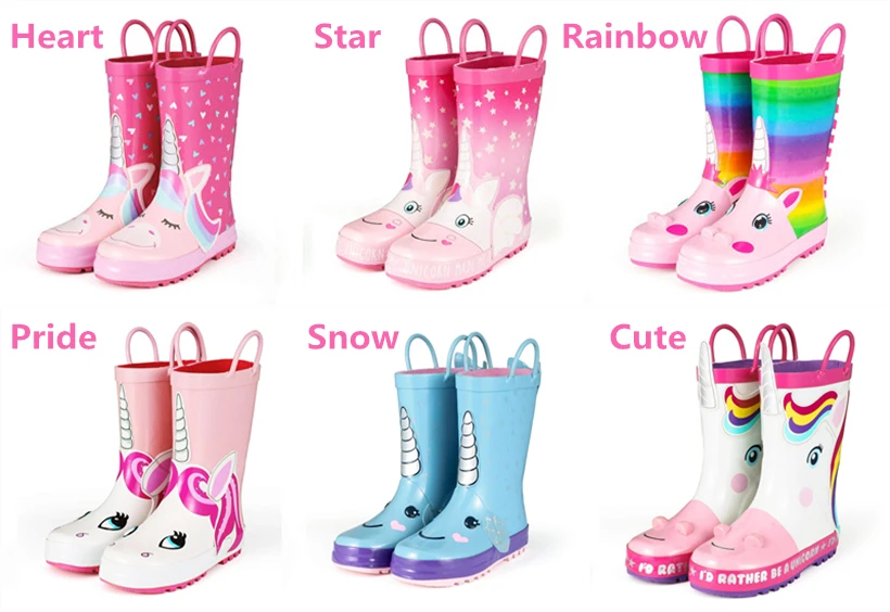 girls unicorn rain boots