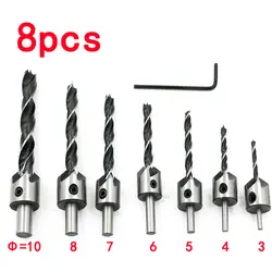 7 шт. HSS 5 Флейта 3-10 мм зенковки сверло Ример Набор для Деревообработка фаски