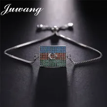 Juwang бренд Мульти-Цвет ААА кубического циркония азербайджанский флаг национальные браслеты для мужчин и женщин; Модные украшения подарок