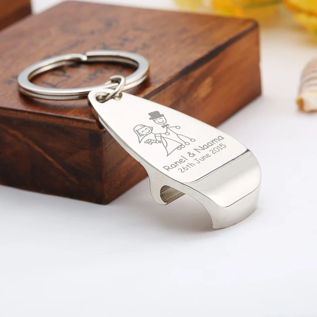 100x Personalised Wedding Favour Metal Chrome Key Ring Chain Beer 100x Personalised Wedding Favour Metal Chrome Key Ring Chain Beer Bottle Opener Personalized Gift Souvenir