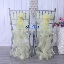 CH098Y цвет Свадебная вечеринка украшения Хорошие свечи ко дню рождения желтая органза курчавая ива frilly стул створки