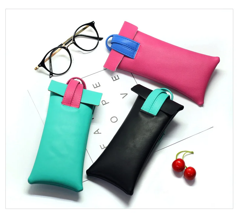 Portable Drawstring Glasses Bags Women's Sunglasses Case Light Convenience Eyeglasses Solid Storage Box Case Bags PU Leather Glasses pouch1 (10)