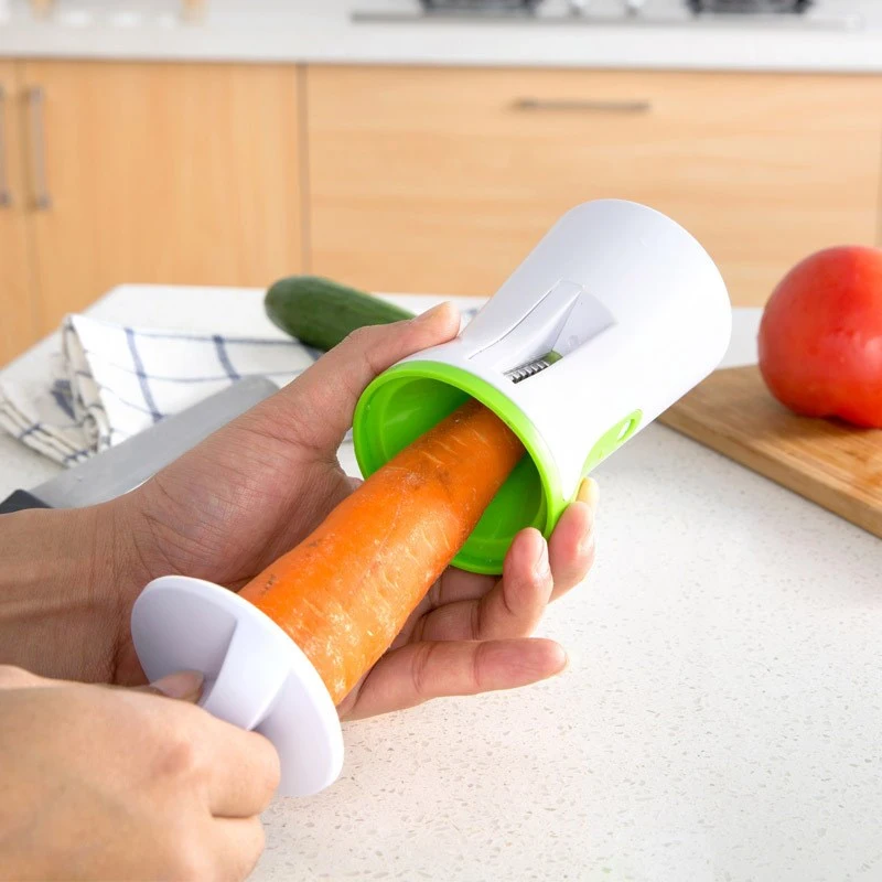 Спиральный тип, с воронкой терка для овощей ABS+ нержавеющая сталь Морковь Огурец слайсер терка для овощей клиновидное лезвие измельчитель, кухонный гаджет