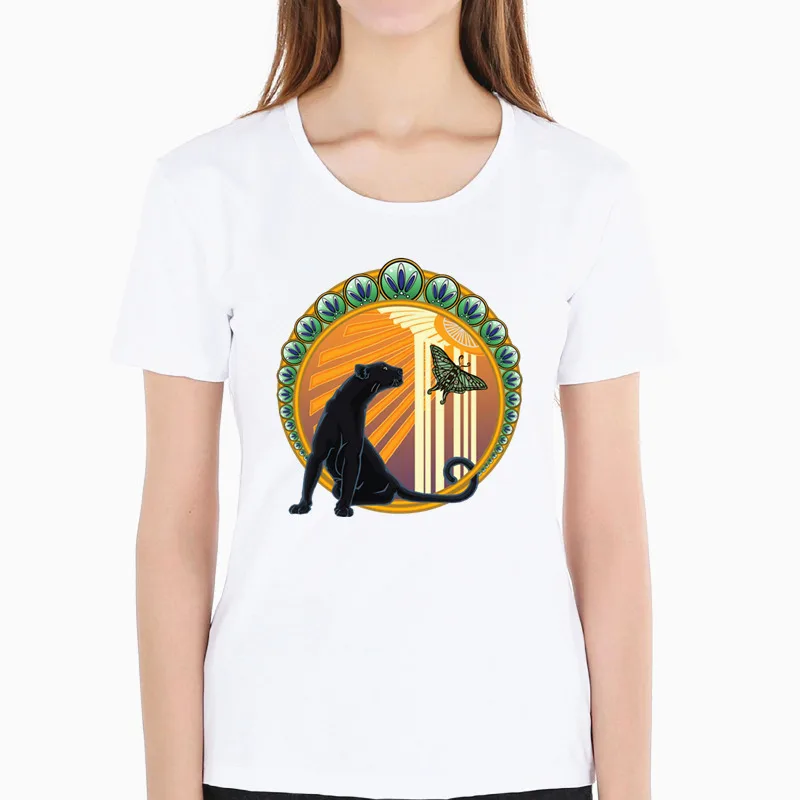 

Black panther and butterfly T Shirt Printing Brand Female T-shirt Casual Short Sleeve O Neck Tops camisetas mujer HWP7134