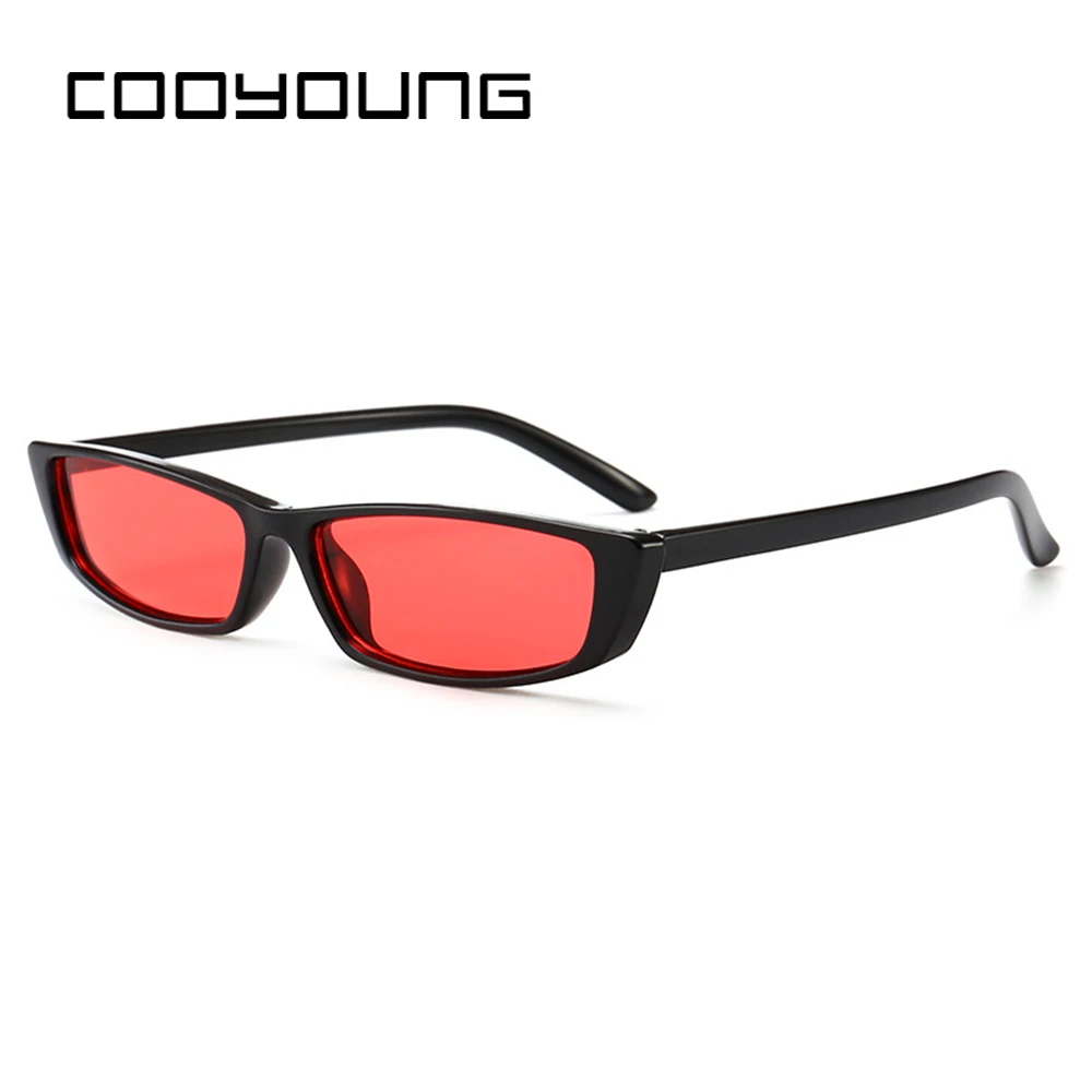COOYOUNG, Ретро стиль, прямоугольные солнцезащитные очки, для женщин, фирменный дизайн, маленькая оправа, солнцезащитные очки, Ретро стиль, черные очки, узкие очки