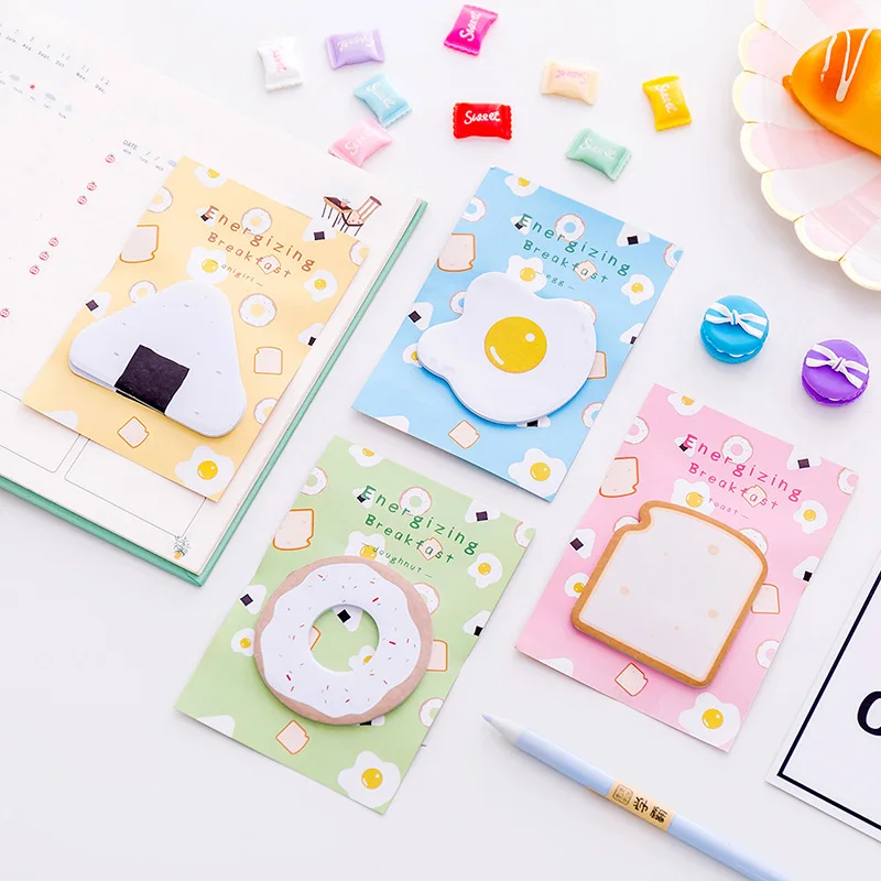 

2pc breakfast message Self Stick Notes Self-adhesive Sticky Note Cute Notepads Posted Writing Pads Stickers Paper 30 Sheets/pc