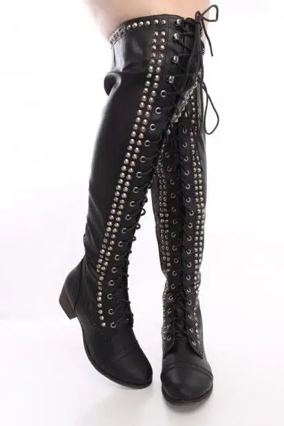over the knee boots with studs