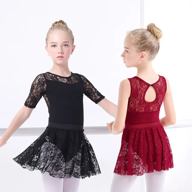 Girls Ballet Dress Gymnastic Leotards Lace Skirted Leotards Long Sleeve Kids Toddler Gymnastic Swimsuit For Dancing 1
