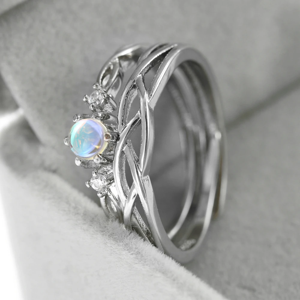 ZHOUYANG, открытые кольца для влюбленных пар, романтический лунный камень, серебряный цвет, подарок на День святого Валентина для девушки, модное ювелирное изделие KBR161