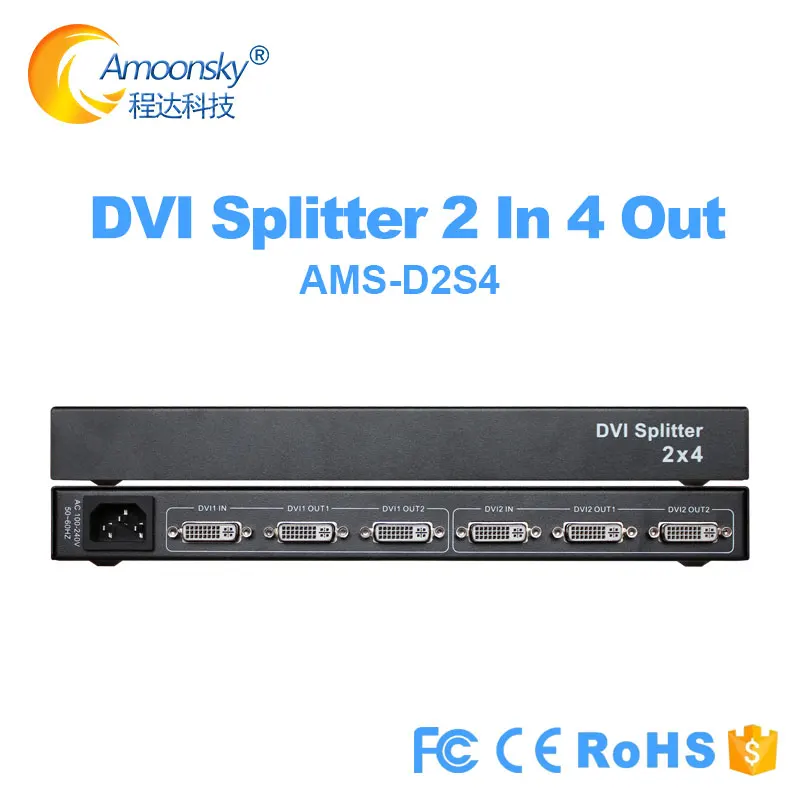 DVI сплиттер D2S4 видео 2X4 D дистрибьютор 2 в 4 Out UHD 1080P для монитора проектора