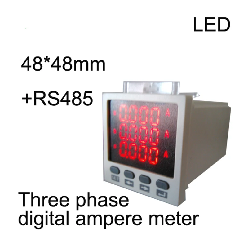 Трехфазный цифровой амперметр светодиодный измеритель тока 48*48 амперметр с RS485 связь 3 фазы Электрический измеритель