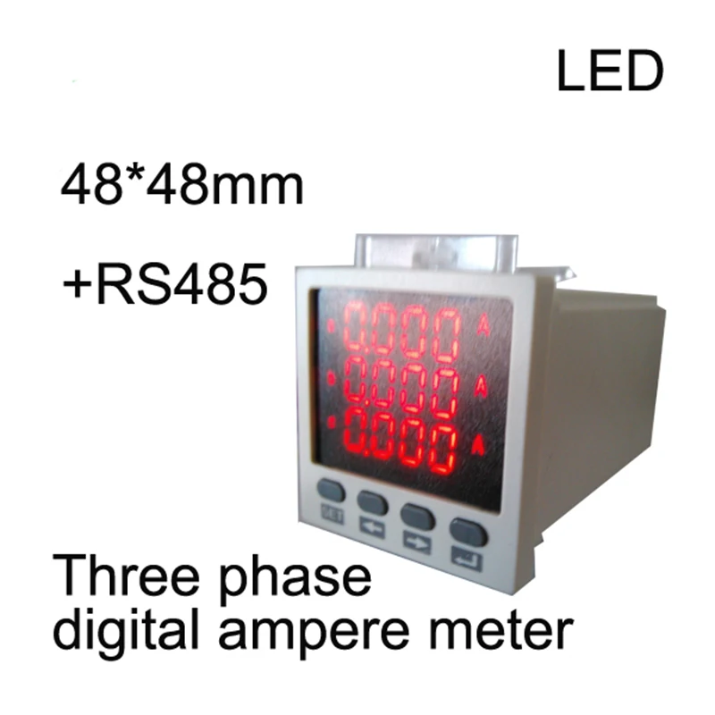 

three phase digital ampere meter LED current meter 48*48 ammeter with RS485 communication 3 phase electric meter