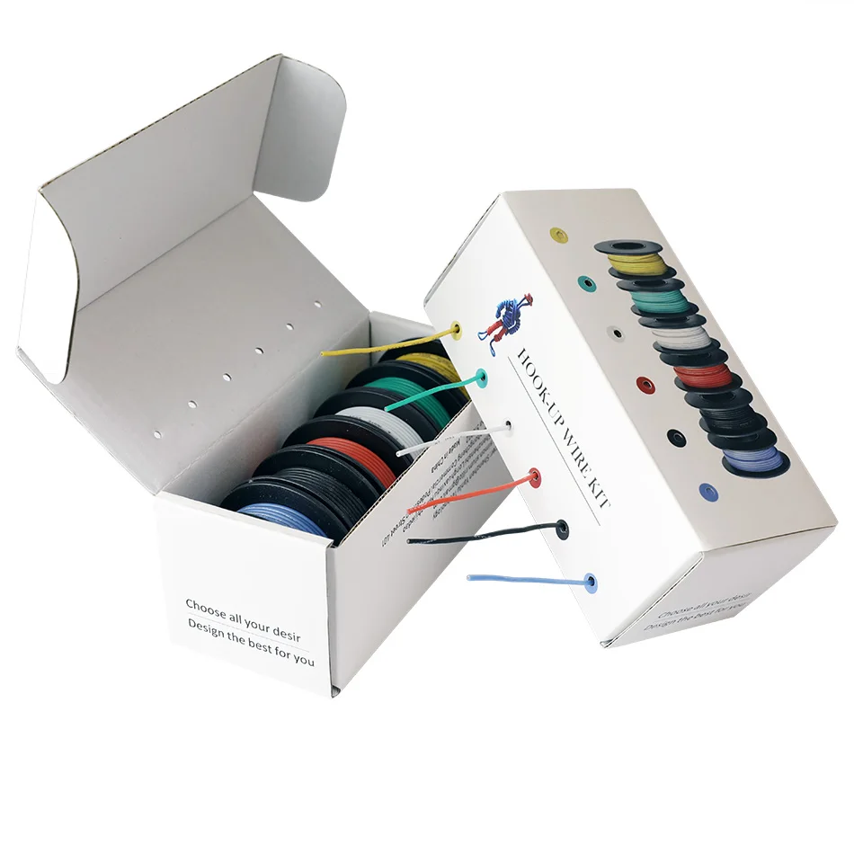 

54m/Box 26 AWG Hook up Wire Kit (Stranded Wire Kit) 26 Gauge Flexible Silicone rubber Electric wire 6 colors 29.5 feet Each