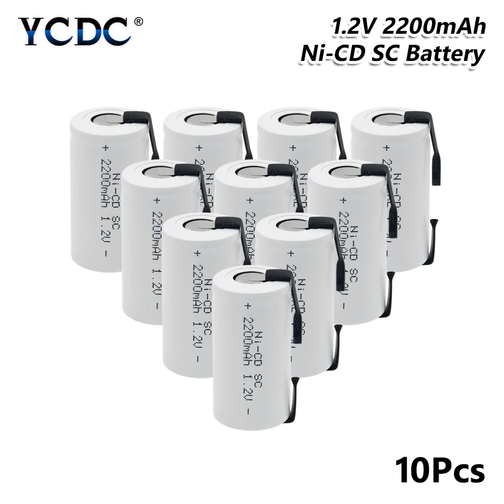 YCDC высокая сила тока Sub C SC Ni-Cd Li-Po литий-полимерный аккумулятор 1,2 в 2200 мАч аккумуляторные батареи со сварочными вкладками