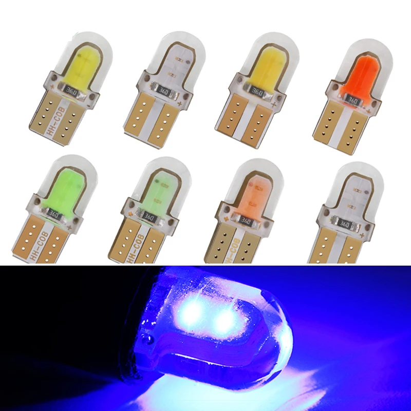 

T10 LED Car W5W T10 194 168 W5W COB 4SMD Led Parking Bulb Auto Wedge Clearance Lamp Silica License Light Bulbs White 12V