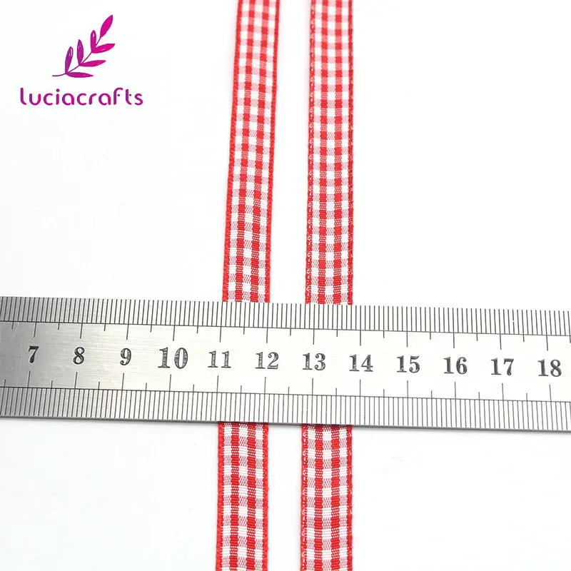 Lucia crafts 5yard Printed Grid Grosgrain Ribbon Gift Package DIY Hairbow Accessories T0102 ribbon decoration ribbon supplies grosgrain ribbon
