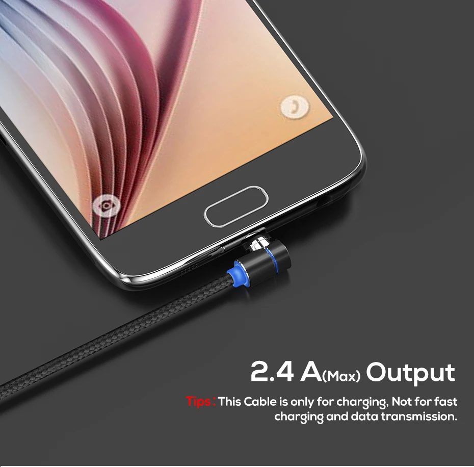 Светодиодный кабель Micro USB на магните для iphone, зарядное устройство, 90 градусов, 2 А, быстрая зарядка, Usb кабель type C для мобильных телефонов Android