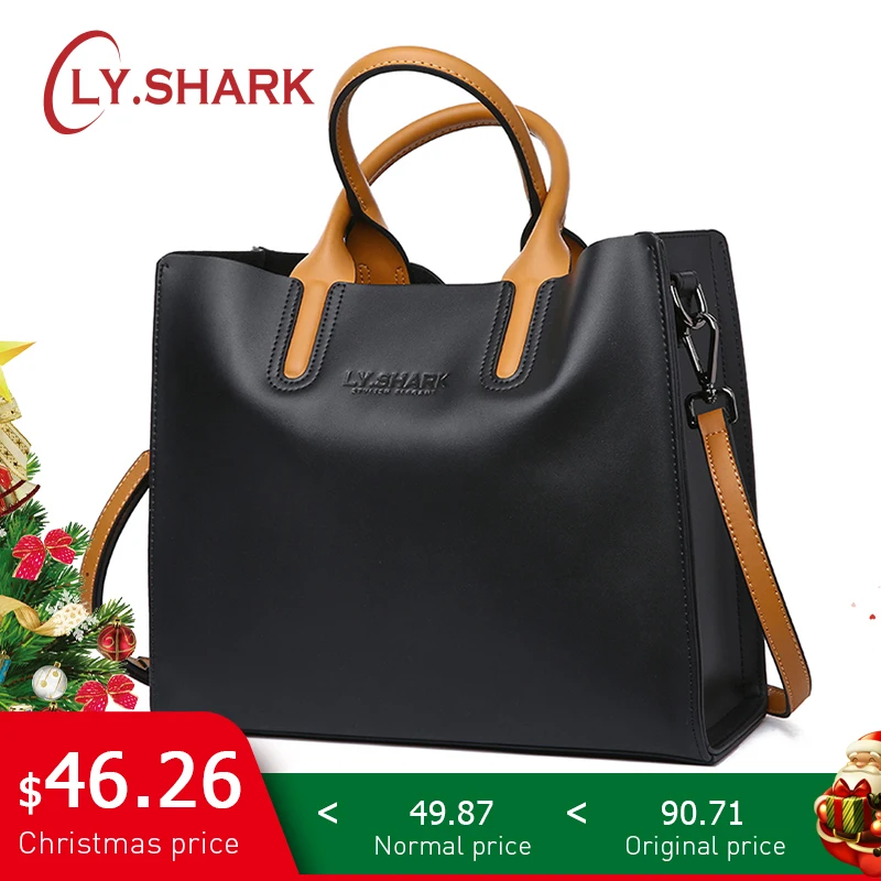 

LY.SHARK Big Messenger Bag Women Shoulder Bag Female Bag Ladies Genuine Leather Bags For Women 2018 Women Handbags Red Black