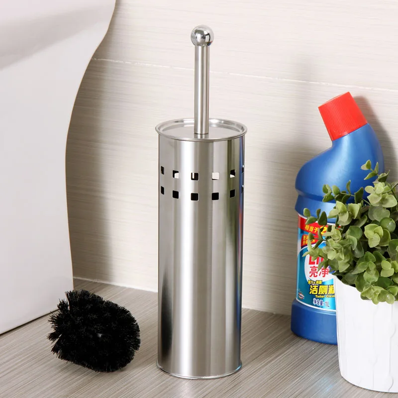 Waterproof stainless steel square hole toilet brush antique two black Brushes stand for Bathroom