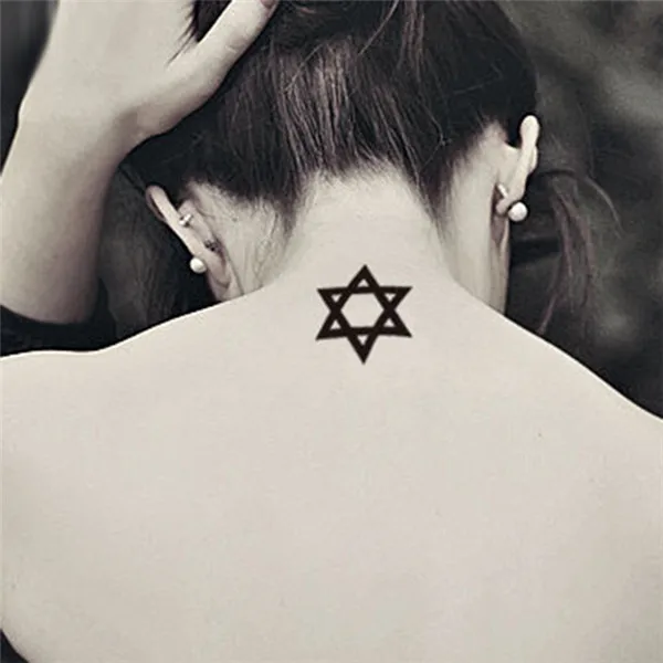 

HC1001 Waterproof Tattoo Sticker Black And Blue Hexagon Pattern Temporary Tatoo Stickers Fashion Body Art Painting Fake Tattoos