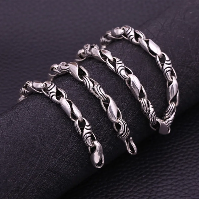 

81g Wholesale 100% Real Pure 925 Sterling Silver Choker Necklace 7MM Thick Chain Men Gift Thai silver long Initial necklace