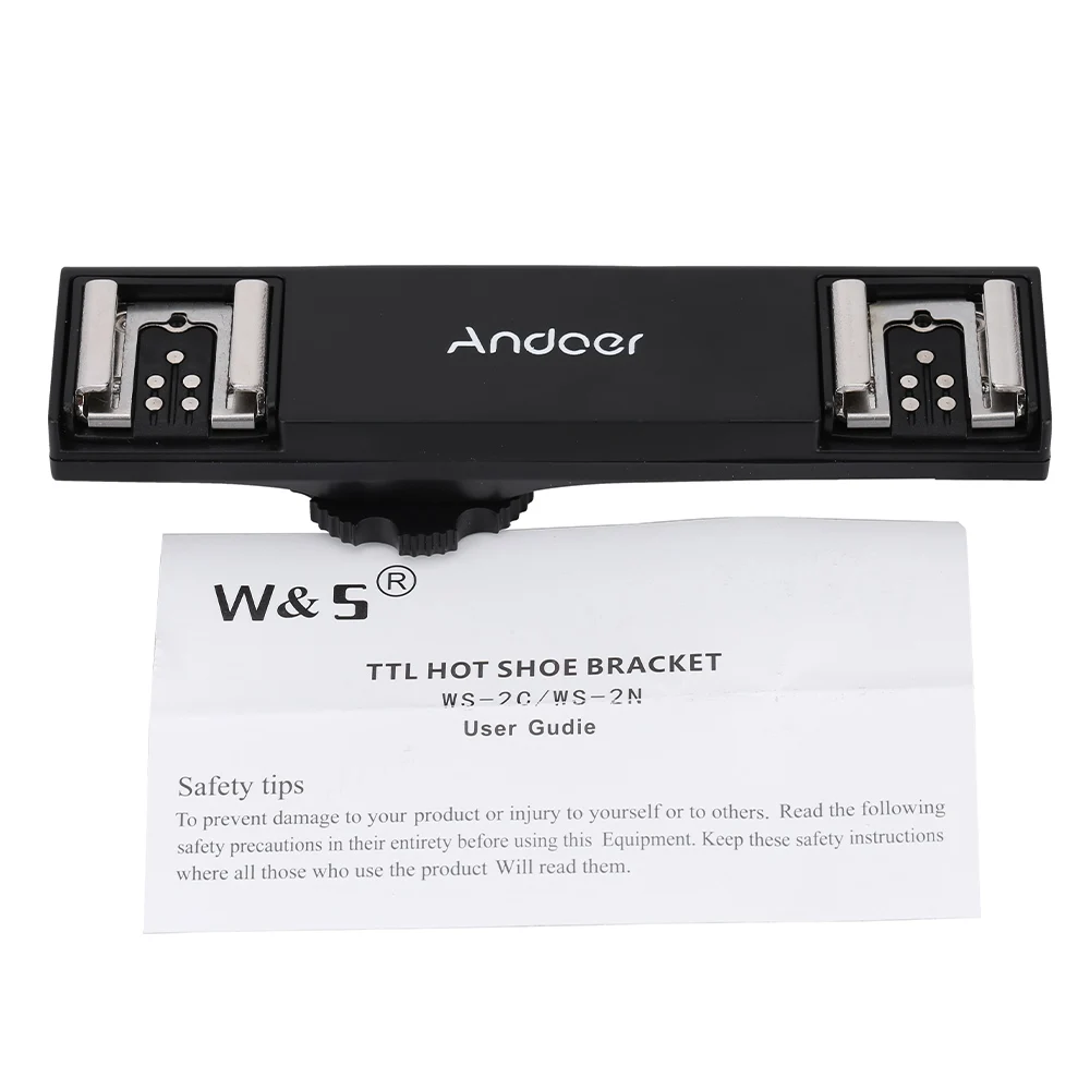 Andoer Dual Hot Shoe Flash Speedlite Light Bracket Splitter For Canon 7DII 70D 5DR 5DRS 5DIII 6D DSLR Camera Camcorder camera accessories camera bracket camera mount bracket