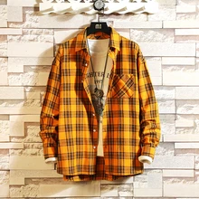 Новинка, мужская рубашка с длинным рукавом, модная классическая клетчатая Свободная Повседневная рубашка, индивидуальная трендовая мужская Свободная рубашка, куртка, S-3XL