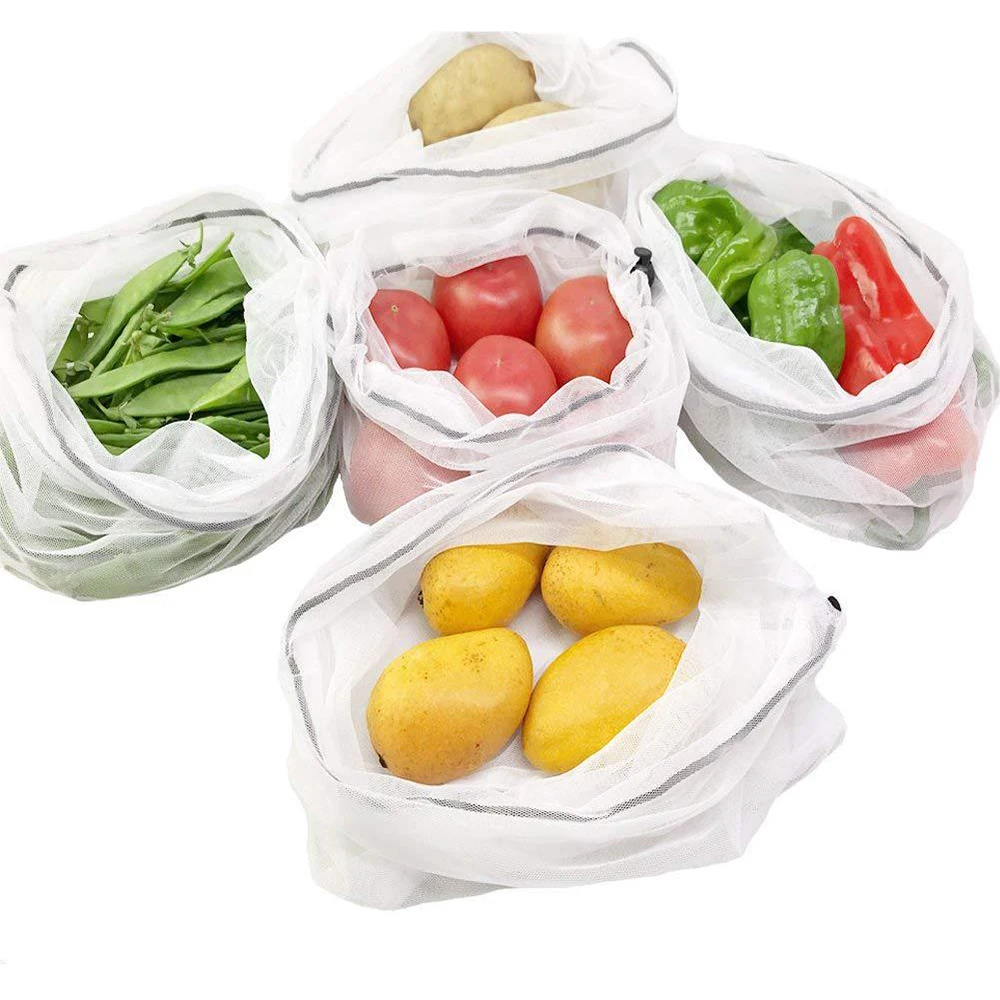 

New Eco Friendly Shopping Toys Mesh Produce Bags Reusable Vegetable Fruit Bags Kitchen Storage Mesh Bags 2019