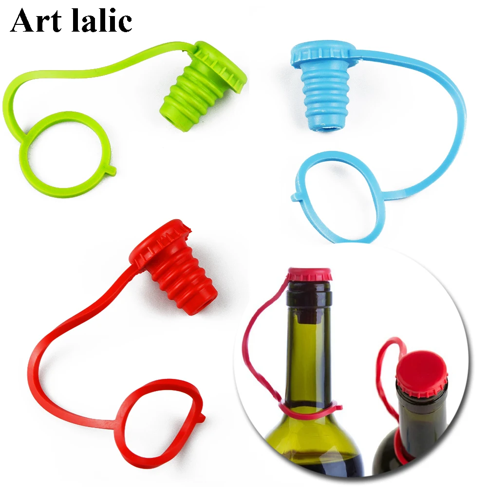 

1PC Kitchen Anti-lost Silicone Hanging Button Seasoning Beer Wine Cork Stopper Plug Bottle Cap Cover Kitchen Tools
