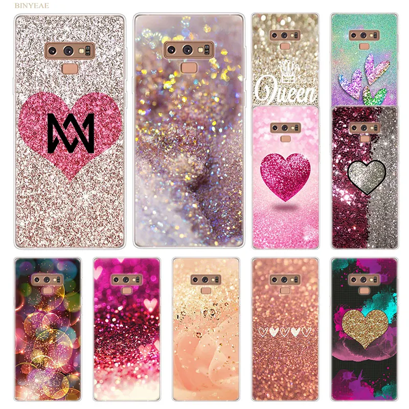 

Heart Glitter Gold Just Print TPU for Samsung galaxy Note 10 9 8 S10 lite S9 S8 Plus S7 S6 Edge Phone Cases Clear Soft Shell