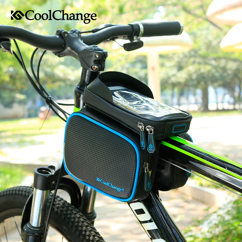 Perfect CoolChange Bicycle Frame Front Head Top Tube Waterproof Bike Bag&Double IPouch Cycling For 6.0 in Cell Phone Bike Accessories 4