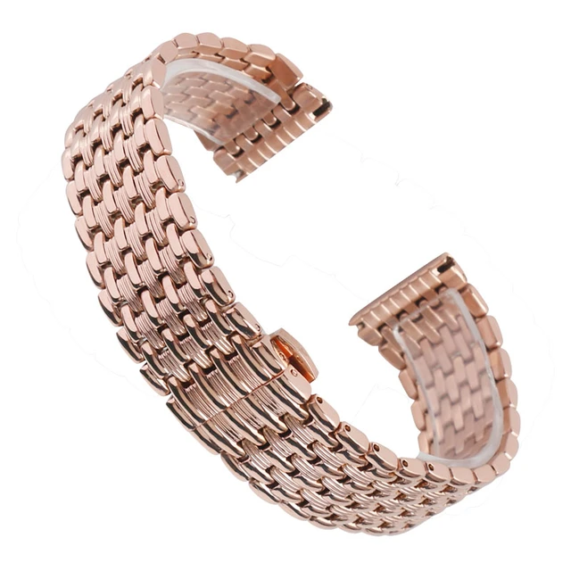 Når som helst eksperimentel Par Rose Gold Strap 18mm 20mm 22mm Bracelet Solid Link Adjustable Stainless  Steel Watch Band Strap Replacement For Women Men - Watchbands - AliExpress