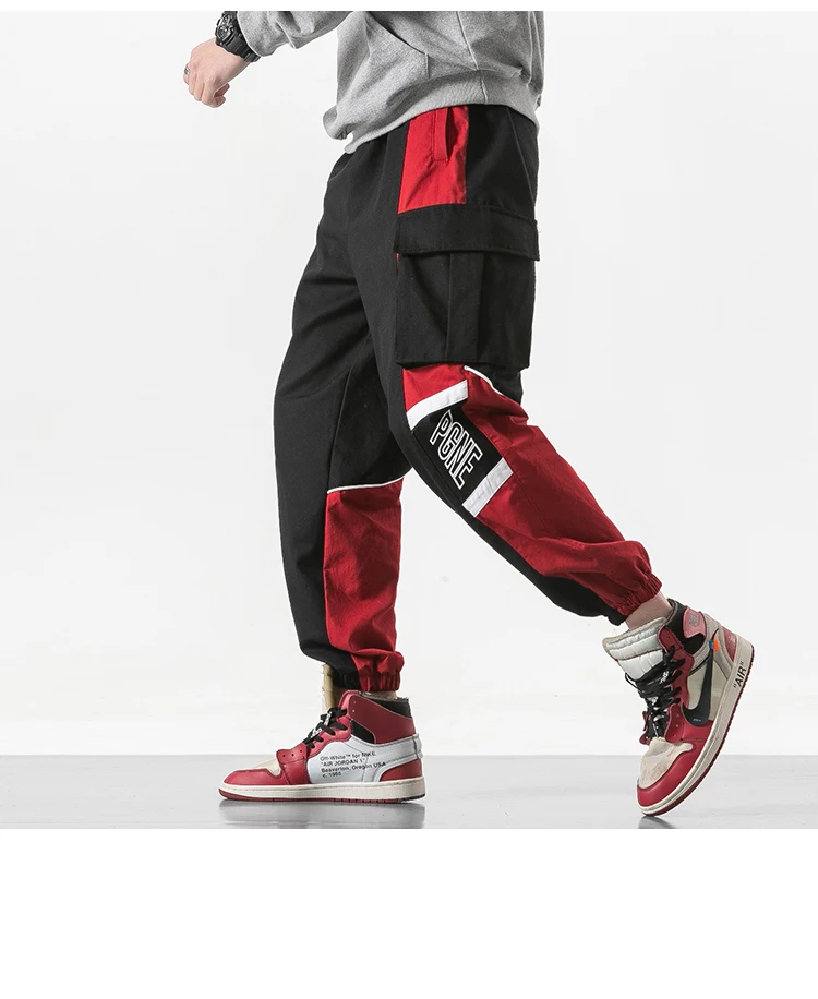 FUODRAO хип-хоп Уличная Цветная Лоскутная штаны карго с карманами Мужская Harajuku Мужская Jogger по щиколотку шаровары низ K171