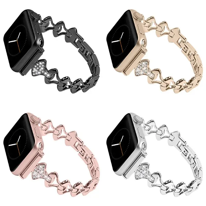 Для Apple Watch ремешок 40 мм 44 мм 38 мм 42 мм женский ремешок из нержавеющей стали с бриллиантами для Apple Watch Series 4 3 2 1 iWatch браслет