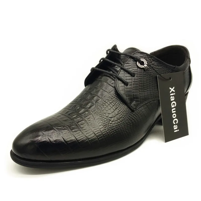 Роскошные кожаные Для мужчин классические полуботинки в британском стиле Бизнес на шнуровке крокодил Нежный Для мужчин формальные