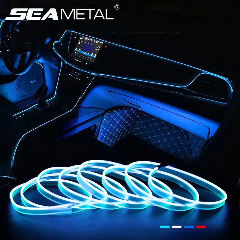 

Car Styling EL Wire Edge LED Neon Car Lights Party Auto Decor Light Flexible EL Wire Lamps Rope Tube LED Strip With DC12V Driver