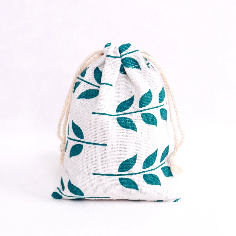 Small White Linen Drawstring Gift Bag