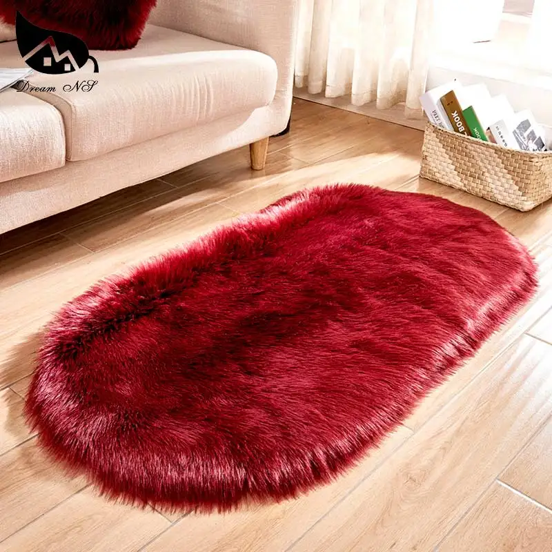 

Dream NS Soft Ellipse Solid Home Rug For Warm Plush Floor Rugs Fluffy Mats Kids Room Area Rug Faux Fur Living Room Carpet
