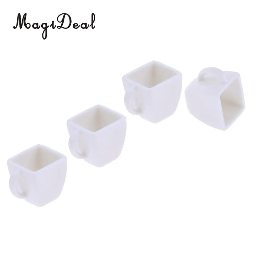 4Pcs 1/12 Miniature Milk Tea Coffee Wine Cups Mugs Dollhouse Tableware for Dollhouse Restaureant Living Room Furniture Decor