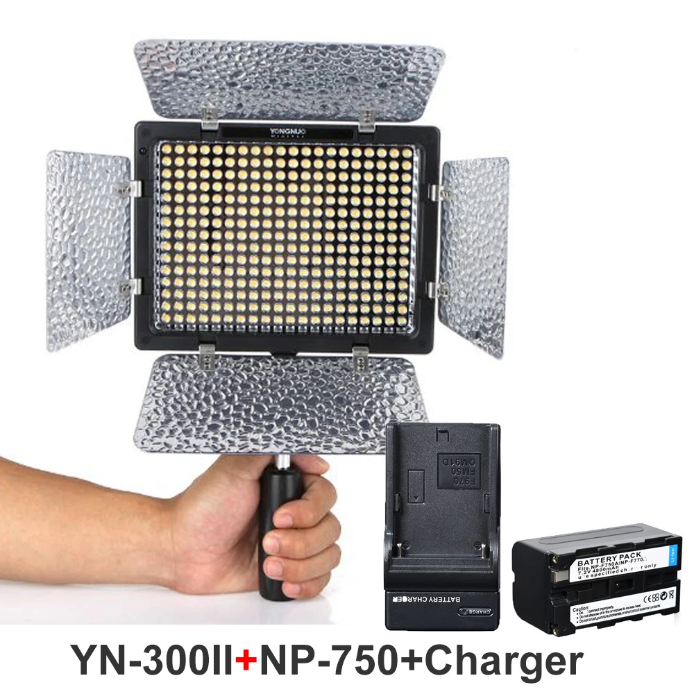 

YONGNUO YN-300II 3200K-5500K LED Video Light + NP-F750 + Charger Camera Camcorder with Remote Control for Canon Nikon SONY DSLR