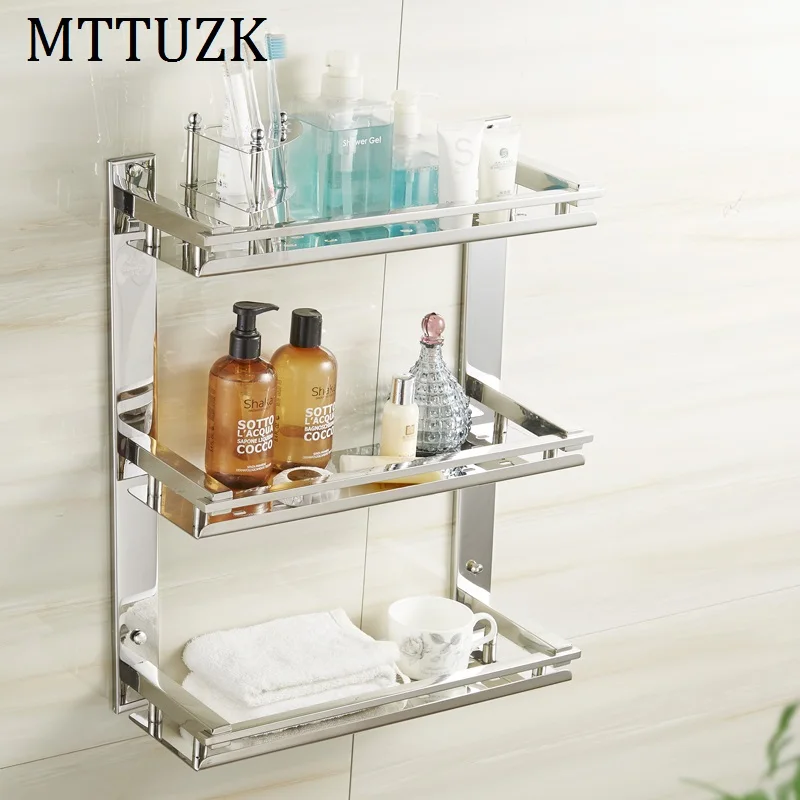 MTTUZK DIY полки для ванной комнаты 304 нержавеющая сталь 3 слоя косметическая стойка