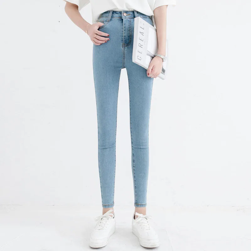 Soft Jeans For Women Cowboy High Elastic Casual Skinny Denim Pencil Pants Ankle Length Femme Trousers Boyfriend Plus Size | Женская