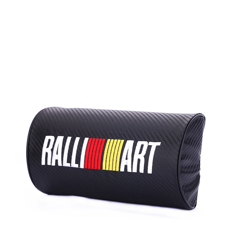 

Embroidery for RALLIART emblem Carbon fiber style headrest soft Neck Pillow for Mitsubishi Lancer 10 Evolution Asx Accessories