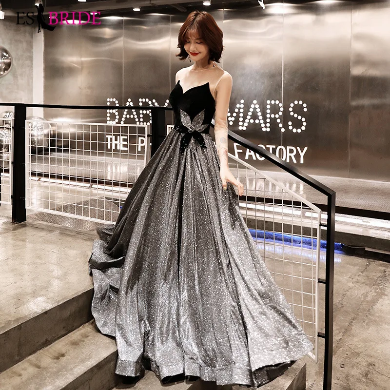Sexy Strapless Evening Dress Long Black Starry Sky Special Occasion Dresses Backless Evening Dresses 2019 Black Gown ES2503 Sexy Strapless Evening Dress Long Black Starry Sky Special Occasion Dresses Backless Evening Dresses 2019 Black Gown ES2503