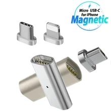 Магнитный адаптер Micro Usb, магнитный разъем для IPhone, Android, Тип C, 3 в 1, кабель для передачи данных, конвертер для Xiaomi, samsung, huawei