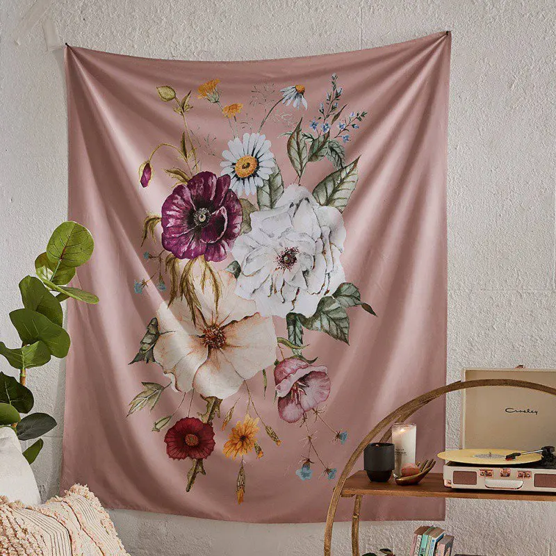 

3D Flower Art Carpet Blanket Yoga Mat Decorative Tapestry Wall Hanging Cactus Tapestry Green Plant for Home Decoration