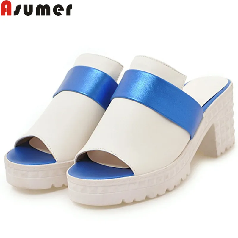 

ASUMER big size 34-43 fashion summer new shoes woman peep toe sandals women square high heels shoes platform ladies shoes 2019